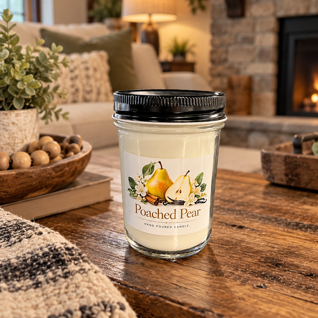 poached pear candle