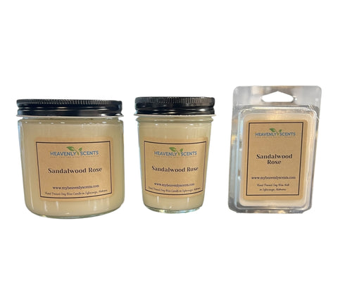 Sandalwood Rose Soy Candle Heavenly Scents