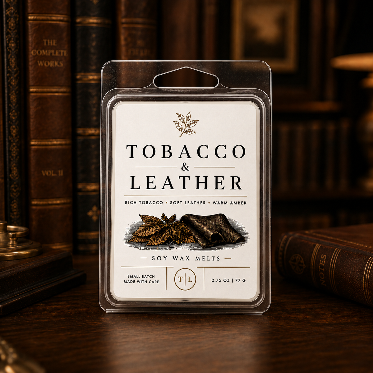 tobacco leather wax melt