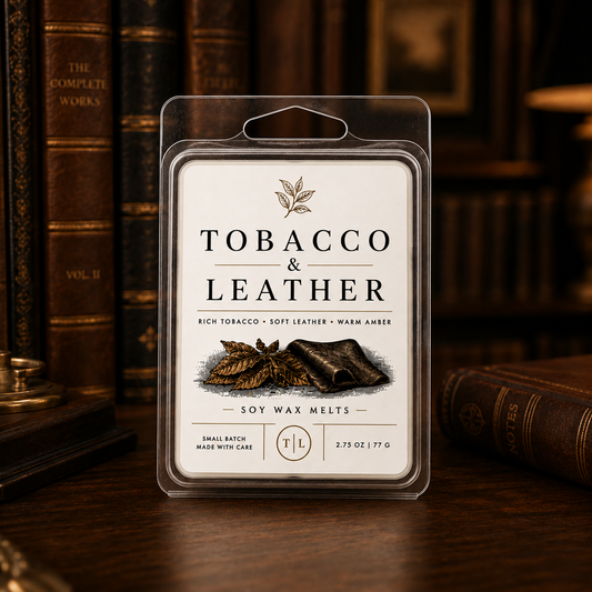 tobacco leather wax melt