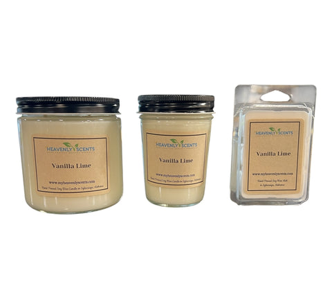 Vanilla Lime Soy Wax Candle Heavenly Scents